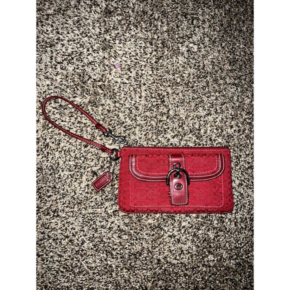 Coach Red Signature Collection Wristlet - Picture 1 of 4